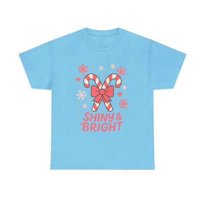 Candy Cane Christmas Tee, Holiday Shirt, Festive Unisex Cotton Tee, Merry and Bright T-Shirt, Gift for Christmas, Winter Apparel