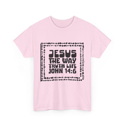 Christian Unisex Tee with Hot Chunky Funky Letters and Abstract Beads - John 14:6
