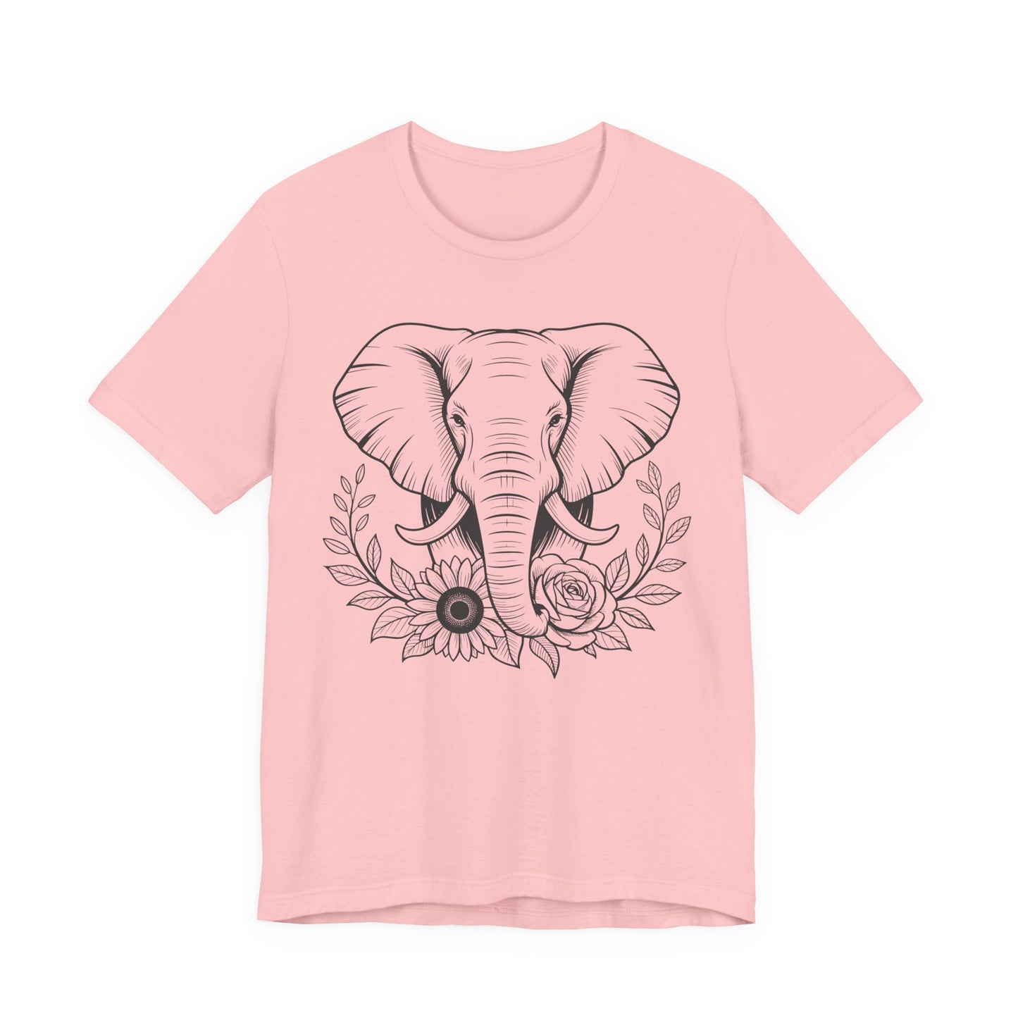 Elephant & Floral Strength T-Shirt — "Strength Meets Beauty"