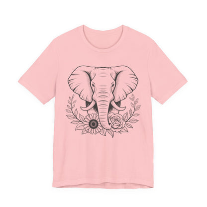Elephant & Floral Strength T-Shirt — "Strength Meets Beauty"