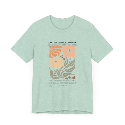 Boho Retro Flower T-shirt with Psalm 28:7