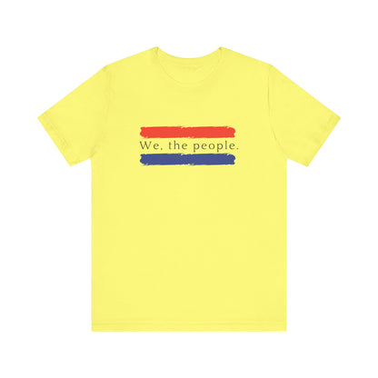 American People Unisex T-Shirt - 'We the People' Design Featuring Red and Blue Paint Splashes
