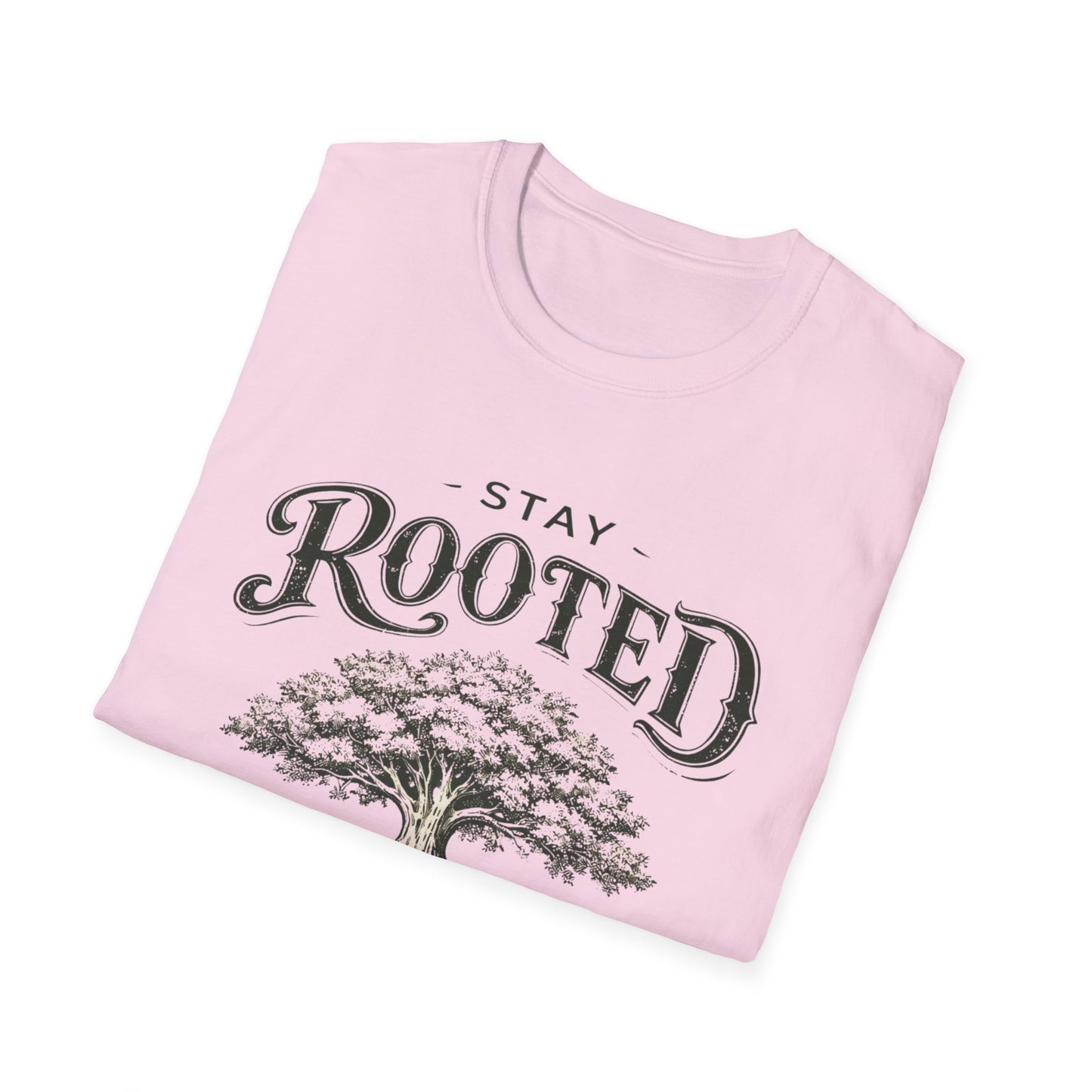 Stay Rooted Tree T-Shirt — Colossians 2:7 Scripture Tee