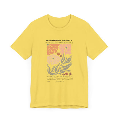 Boho Retro Flower T-shirt with Psalm 28:7