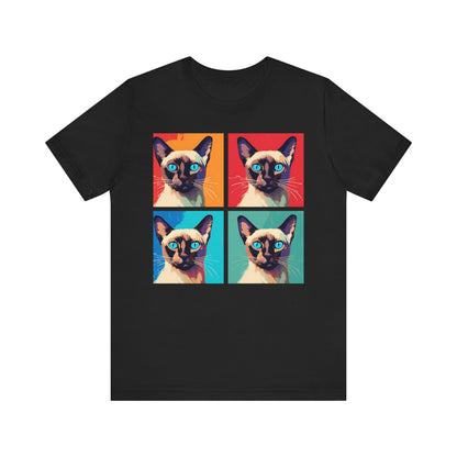 Colorful Siamese Cat Pop Art Style Tee