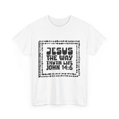 Christian Unisex Tee with Hot Chunky Funky Letters and Abstract Beads - John 14:6