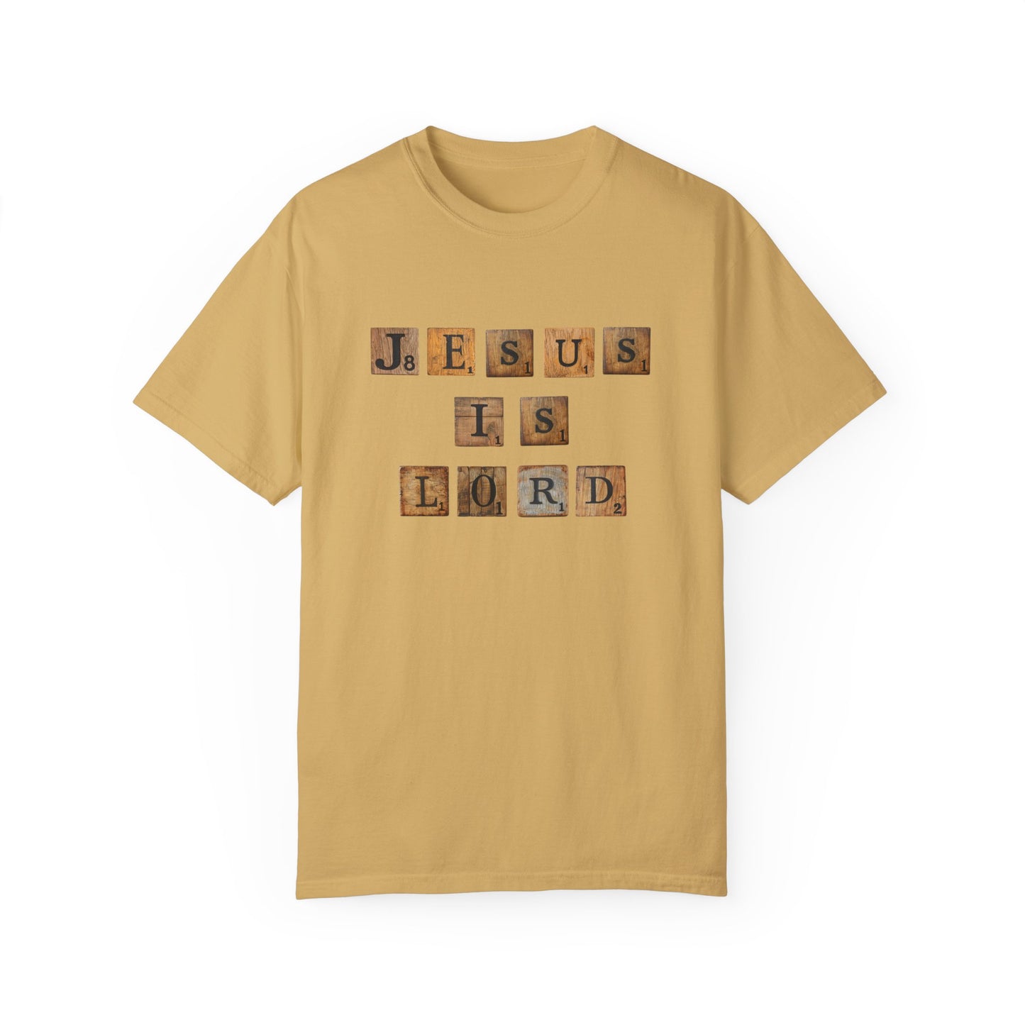 Jesus is Lord Scrabble Tile Unisex Garment-Dyed T-shirt