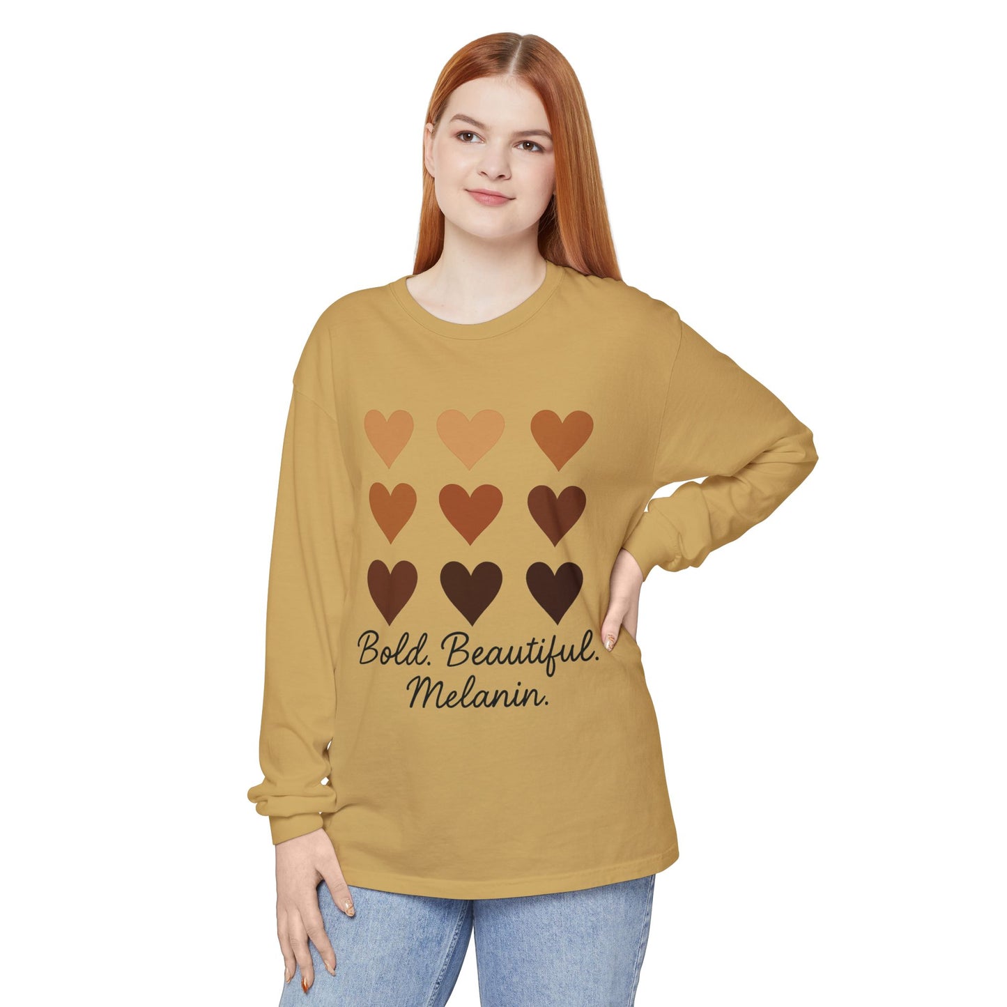 Unisex Long Sleeve T-Shirt - Bold, Beautiful Melanin - Celebrate Diversity, Perfect for Everyday Wear, Gift for Friends and Family