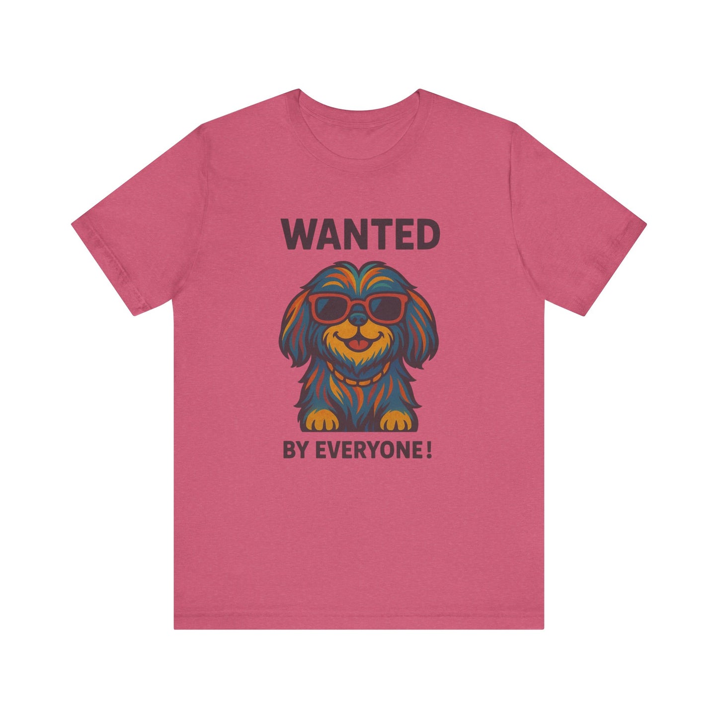 Shitzu Unisex Tee with Multicolored Fur and Sunglasses Design