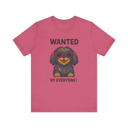 Shitzu Unisex Tee with Multicolored Fur and Sunglasses Design