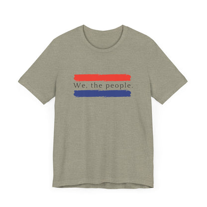 American People Unisex T-Shirt - 'We the People' Design Featuring Red and Blue Paint Splashes