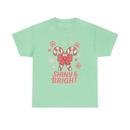 Candy Cane Christmas Tee, Holiday Shirt, Festive Unisex Cotton Tee, Merry and Bright T-Shirt, Gift for Christmas, Winter Apparel