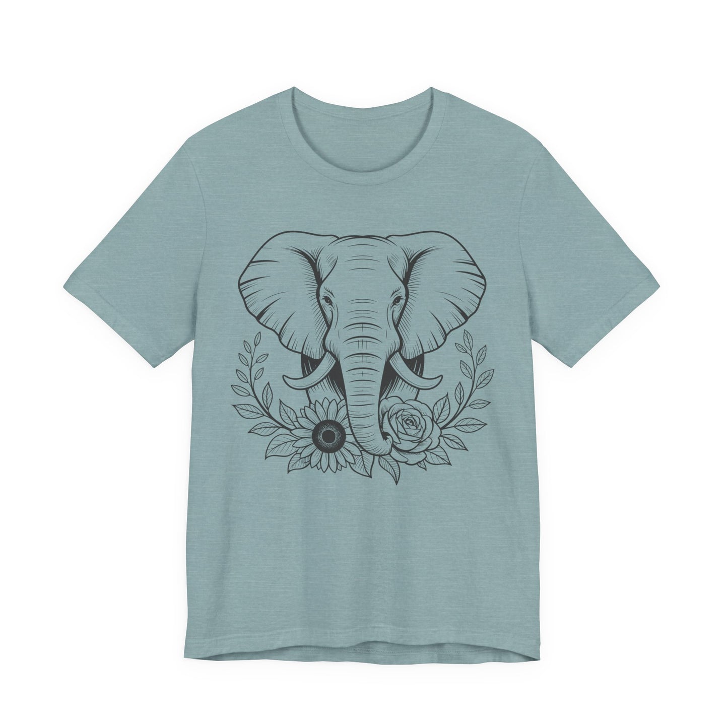 Elephant & Floral Strength T-Shirt — "Strength Meets Beauty"