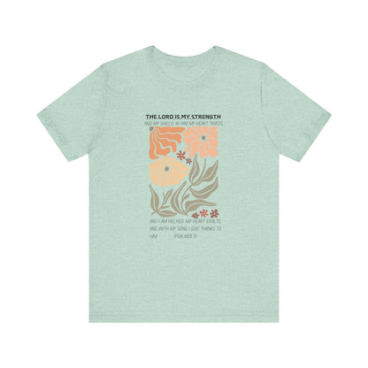 Boho Retro Flower T-shirt with Psalm 28:7