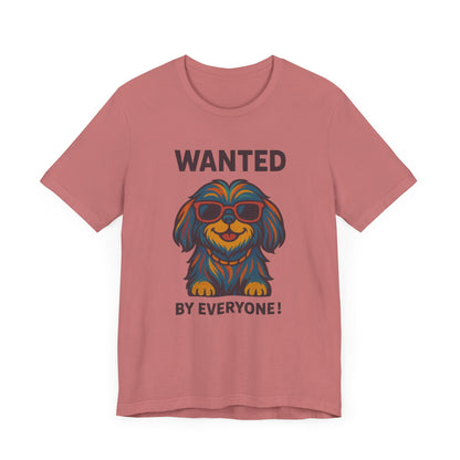 Shitzu Unisex Tee with Multicolored Fur and Sunglasses Design