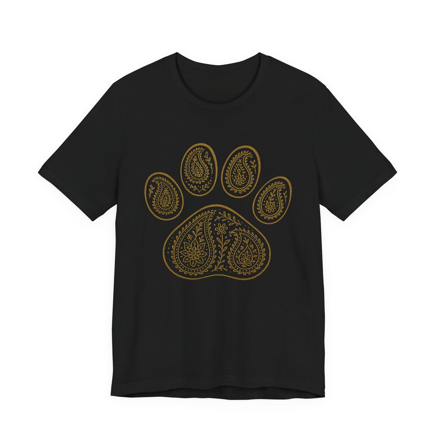 Gold Paisley Paw Print Tee