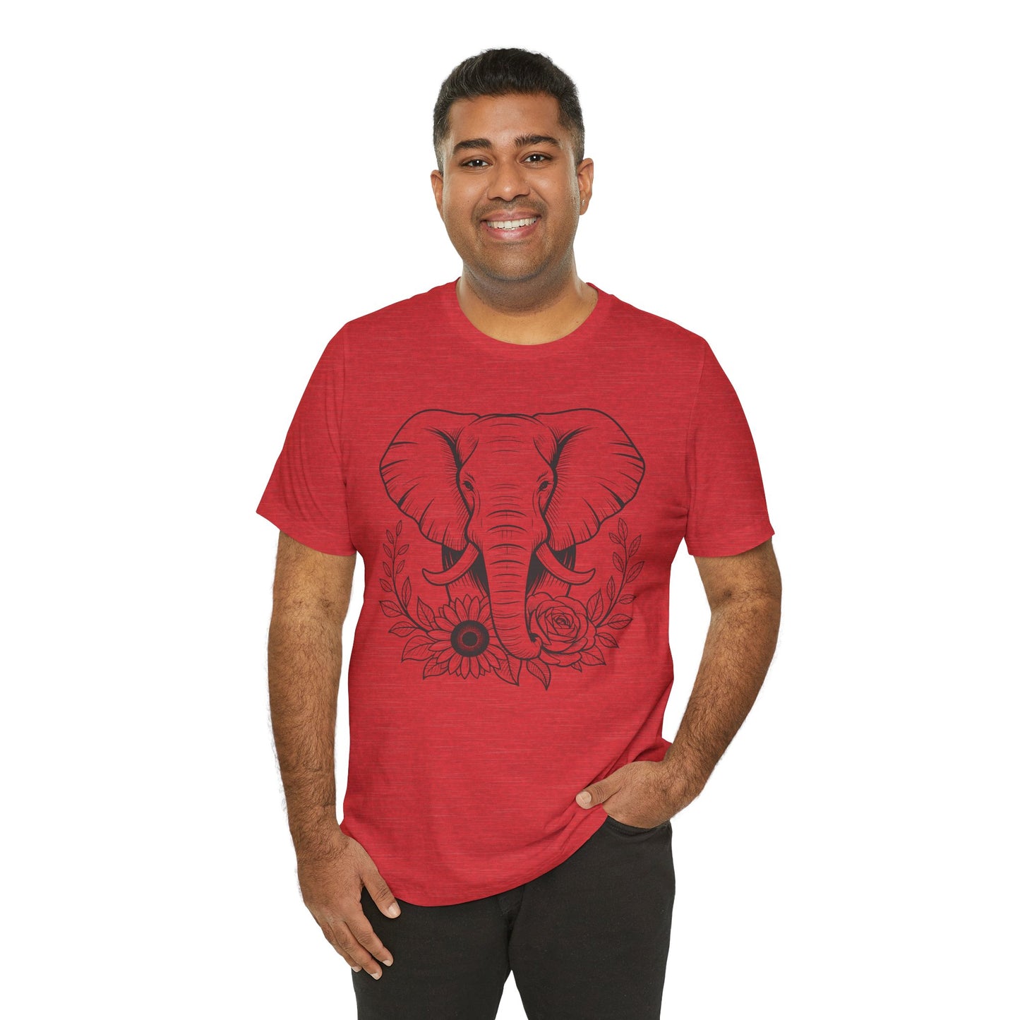 Elephant & Floral Strength T-Shirt — "Strength Meets Beauty"