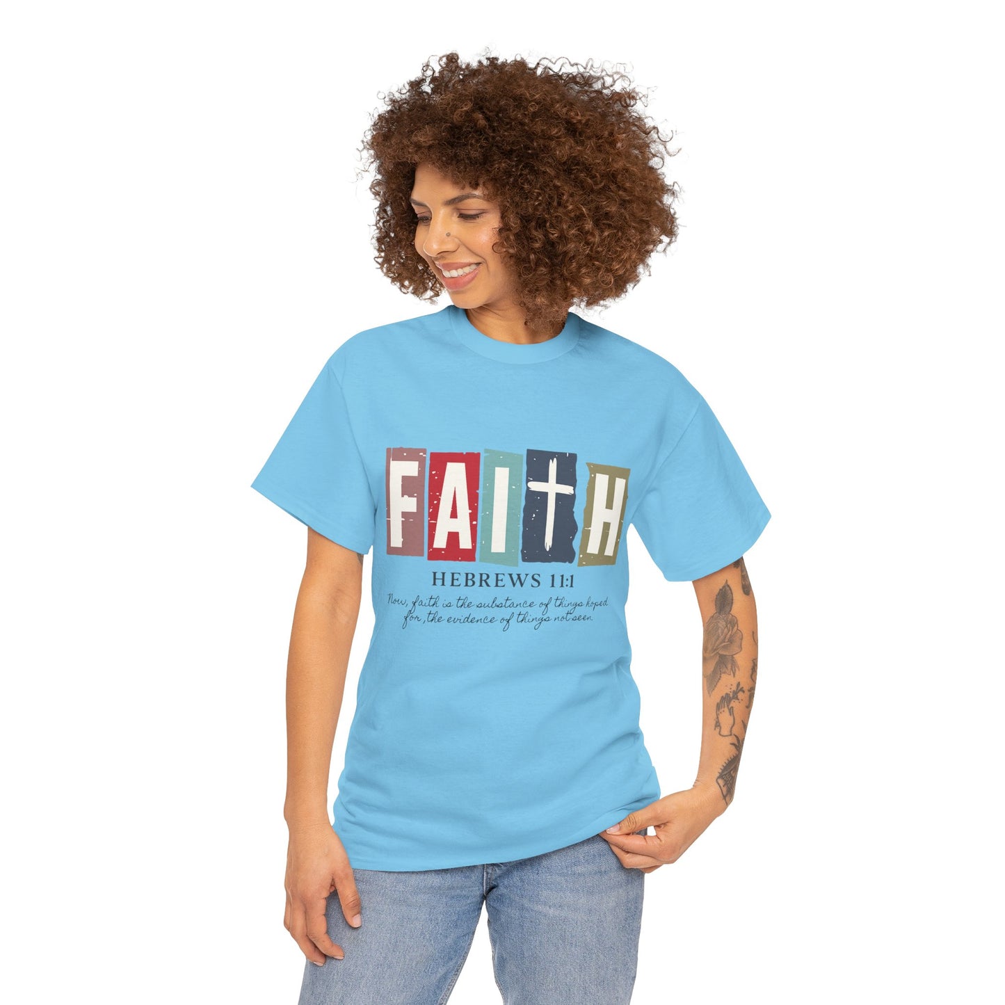 Funky Christian Tee - Colorful FAITH Design - Hebrews 11:1