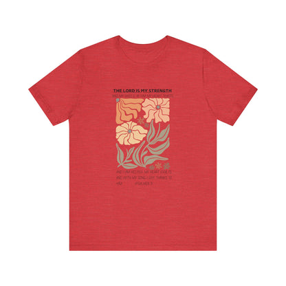 Boho Retro Flower T-shirt with Psalm 28:7