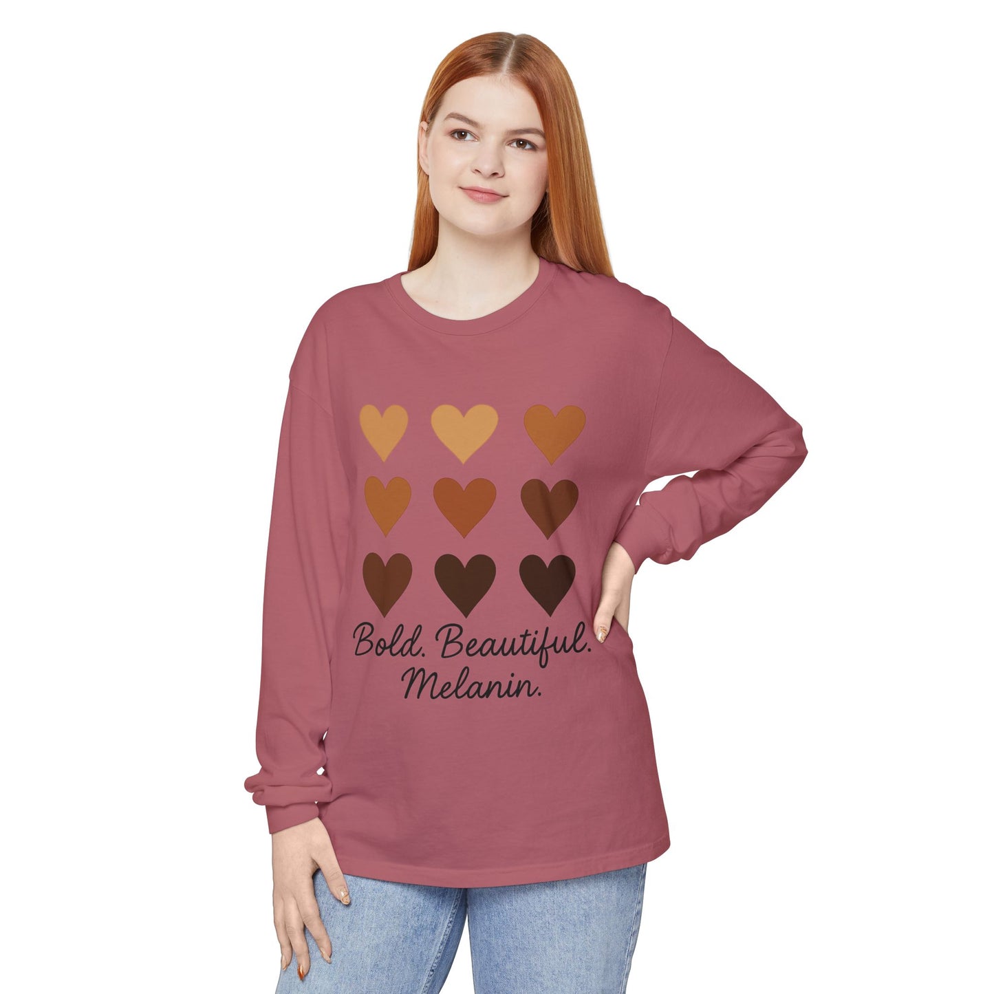 Unisex Long Sleeve T-Shirt - Bold, Beautiful Melanin - Celebrate Diversity, Perfect for Everyday Wear, Gift for Friends and Family