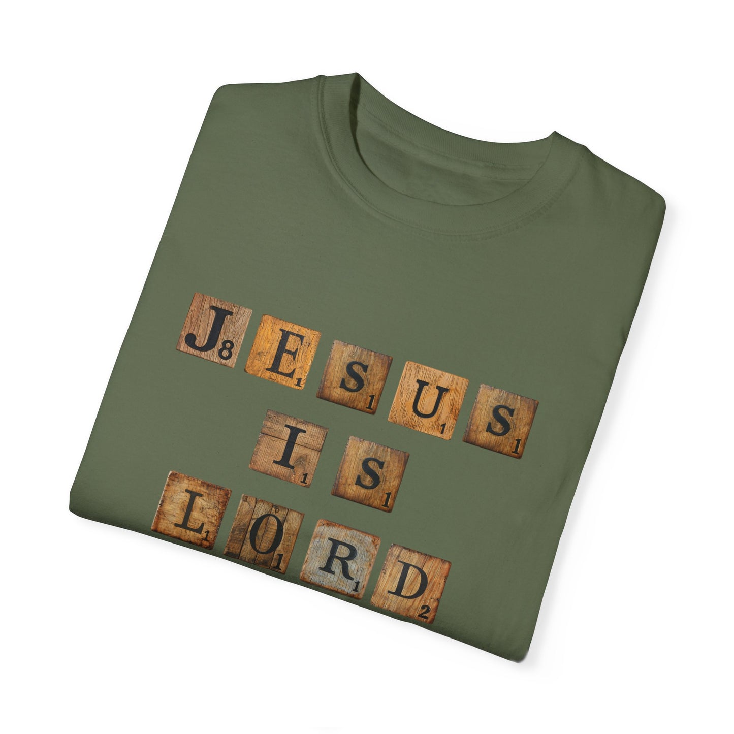 Jesus is Lord Scrabble Tile Unisex Garment-Dyed T-shirt
