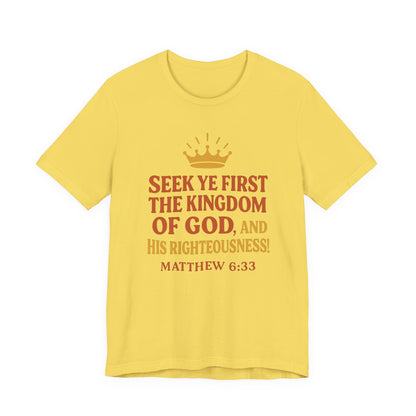 Unisex Tee Retro Style Matthew 6:33 Crown King of All Kings Scripture Shirt