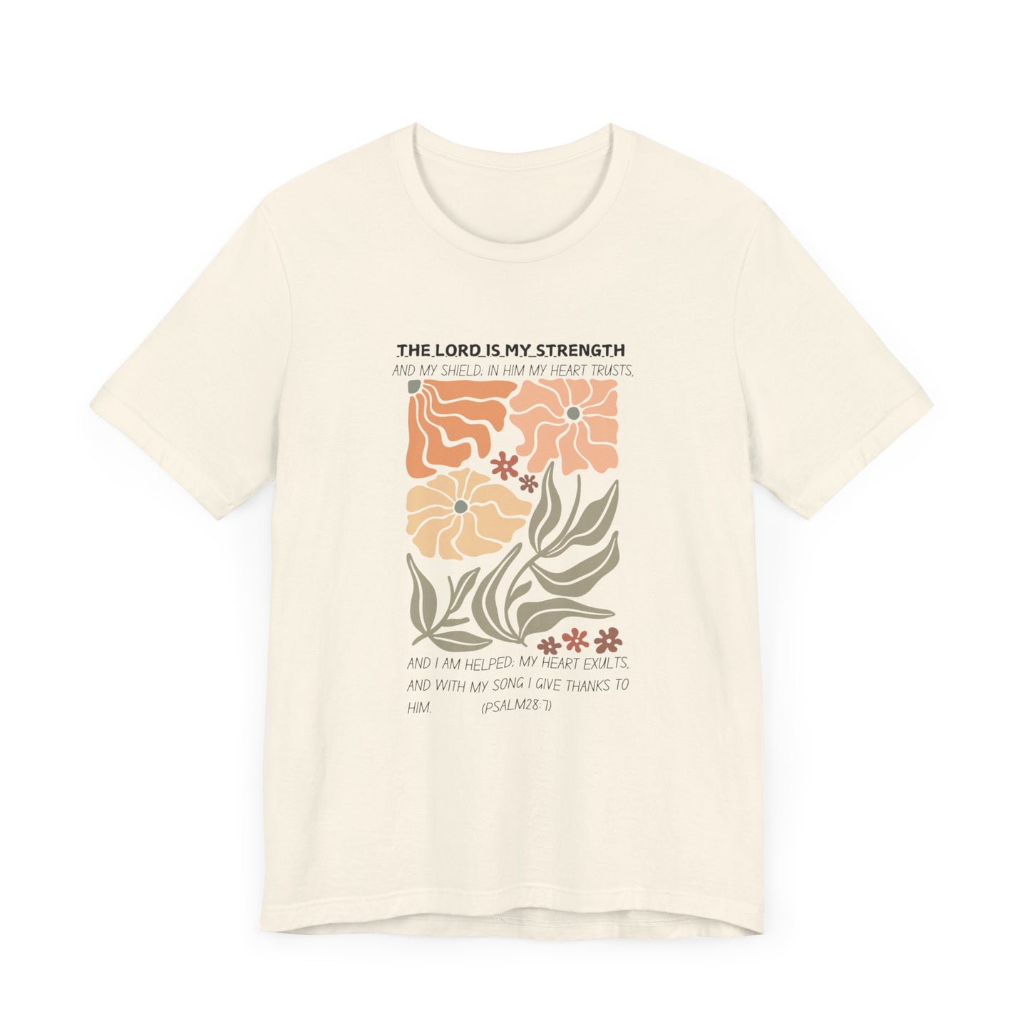 Boho Retro Flower T-shirt with Psalm 28:7