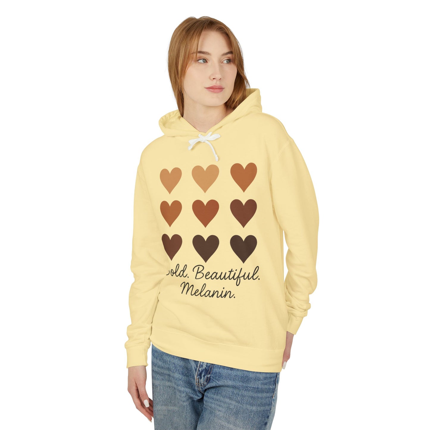 Bold Beautiful Melanin Lightweight Hoodie - Unisex, Sweatshirt Gift, Black History Month, Inclusive Fashion, Cozy Contribution