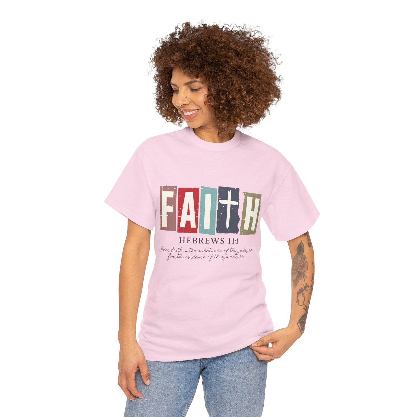 Funky Christian Tee - Colorful FAITH Design - Hebrews 11:1