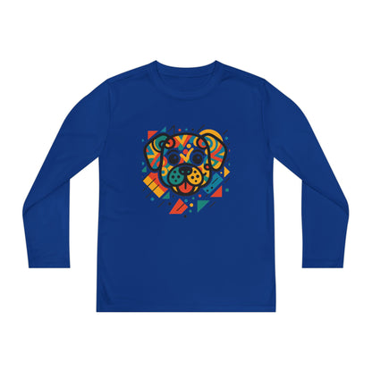 Youth Long Sleeve Tee - Colorful Geometric Dog Design