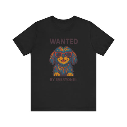 Shitzu Unisex Tee with Multicolored Fur and Sunglasses Design