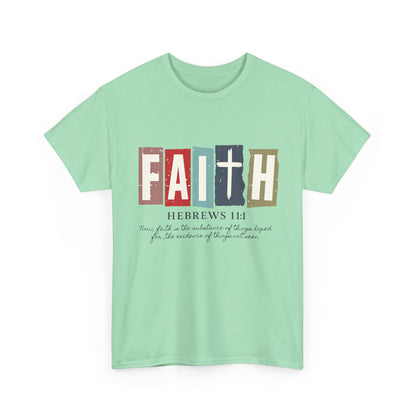 Funky Christian Tee - Colorful FAITH Design - Hebrews 11:1