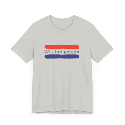 American People Unisex T-Shirt - 'We the People' Design Featuring Red and Blue Paint Splashes