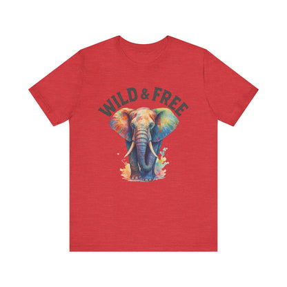Wild & Free Elephant Tee, Unisex Short Sleeve T-Shirt for Nature Lovers, Bohemian Style Gift, Eco-Friendly Apparel, Adventure Shirt