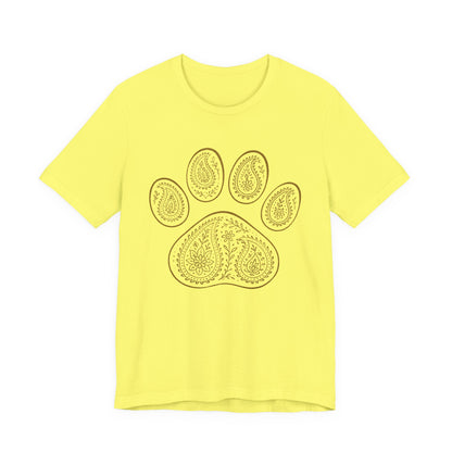 Gold Paisley Paw Print Tee