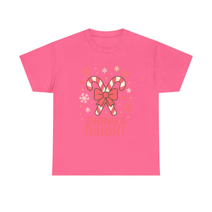 Candy Cane Christmas Tee, Holiday Shirt, Festive Unisex Cotton Tee, Merry and Bright T-Shirt, Gift for Christmas, Winter Apparel