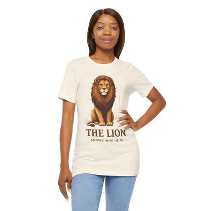 The Lion Knows Who He Is Tee — Confident Identity Lion Graphic Shirt