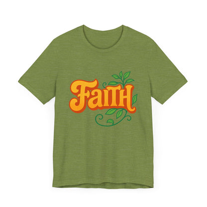 Faith Unisex Tee - Bold Orange with Green Leaves