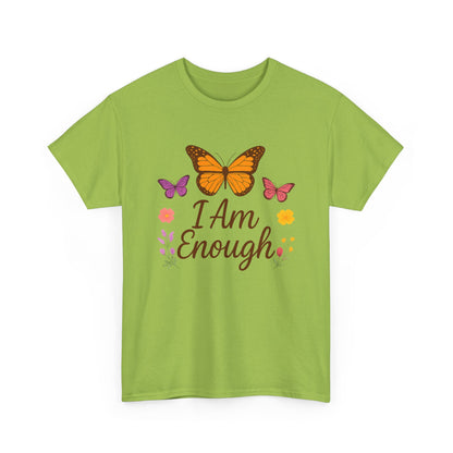 T-Shirt - Colorful Butterfly I Am Enough Self-Affirming Tee