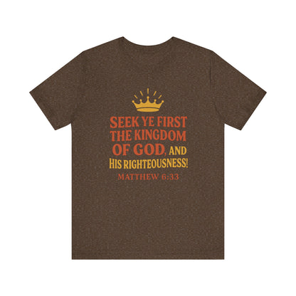 Unisex Tee Retro Style Matthew 6:33 Crown King of All Kings Scripture Shirt