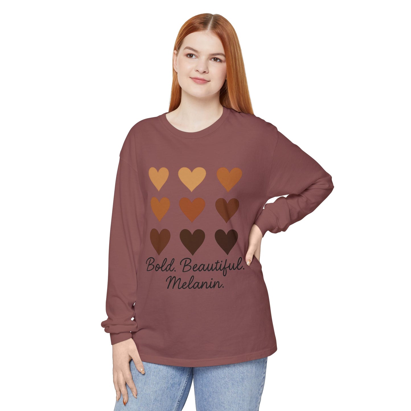 Unisex Long Sleeve T-Shirt - Bold, Beautiful Melanin - Celebrate Diversity, Perfect for Everyday Wear, Gift for Friends and Family