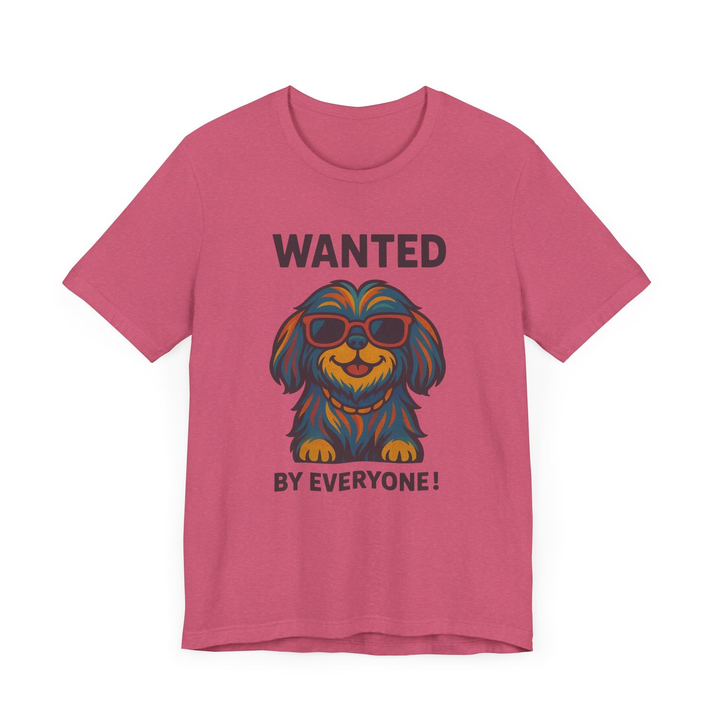 Shitzu Unisex Tee with Multicolored Fur and Sunglasses Design