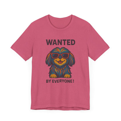 Shitzu Unisex Tee with Multicolored Fur and Sunglasses Design