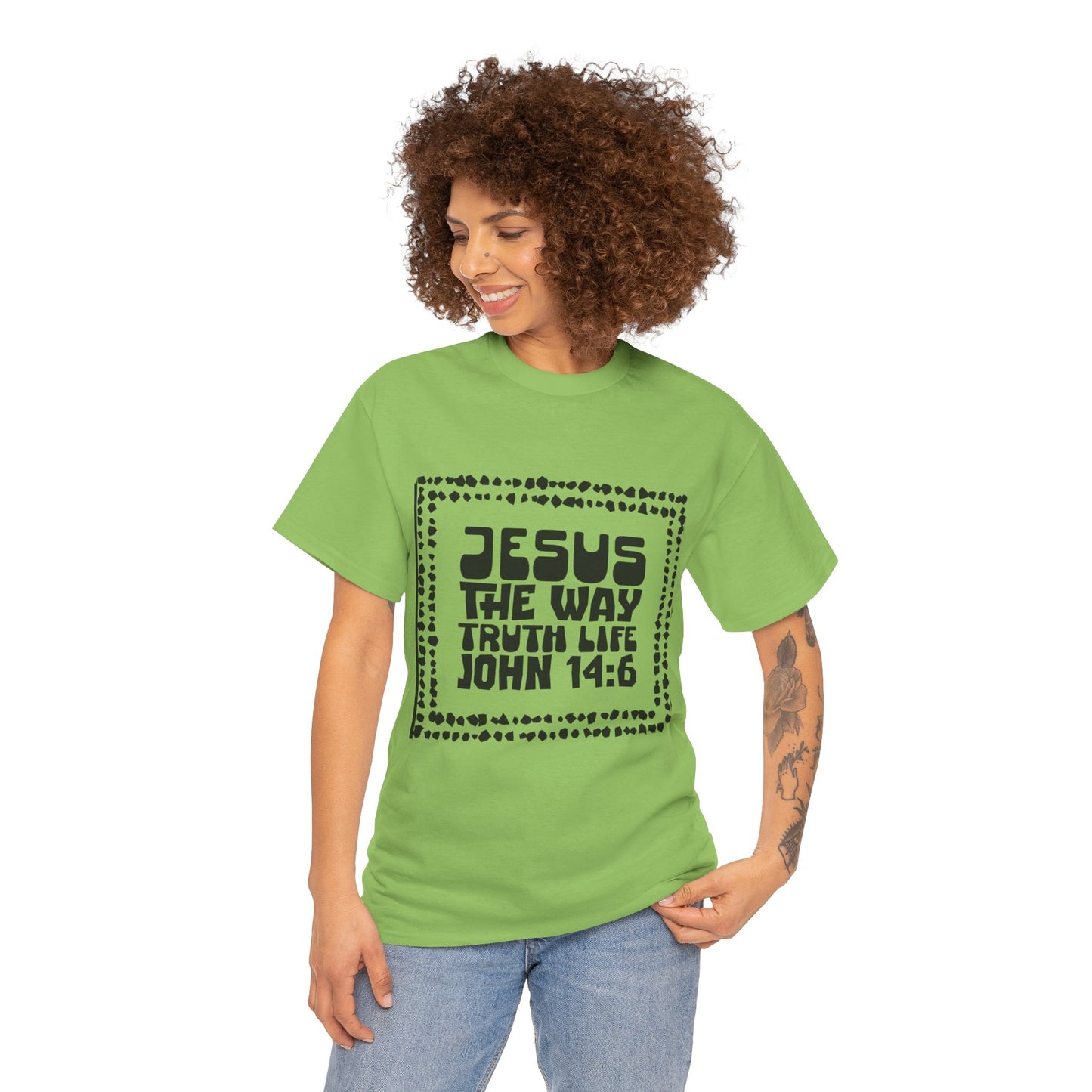Christian Unisex Tee with Hot Chunky Funky Letters and Abstract Beads - John 14:6