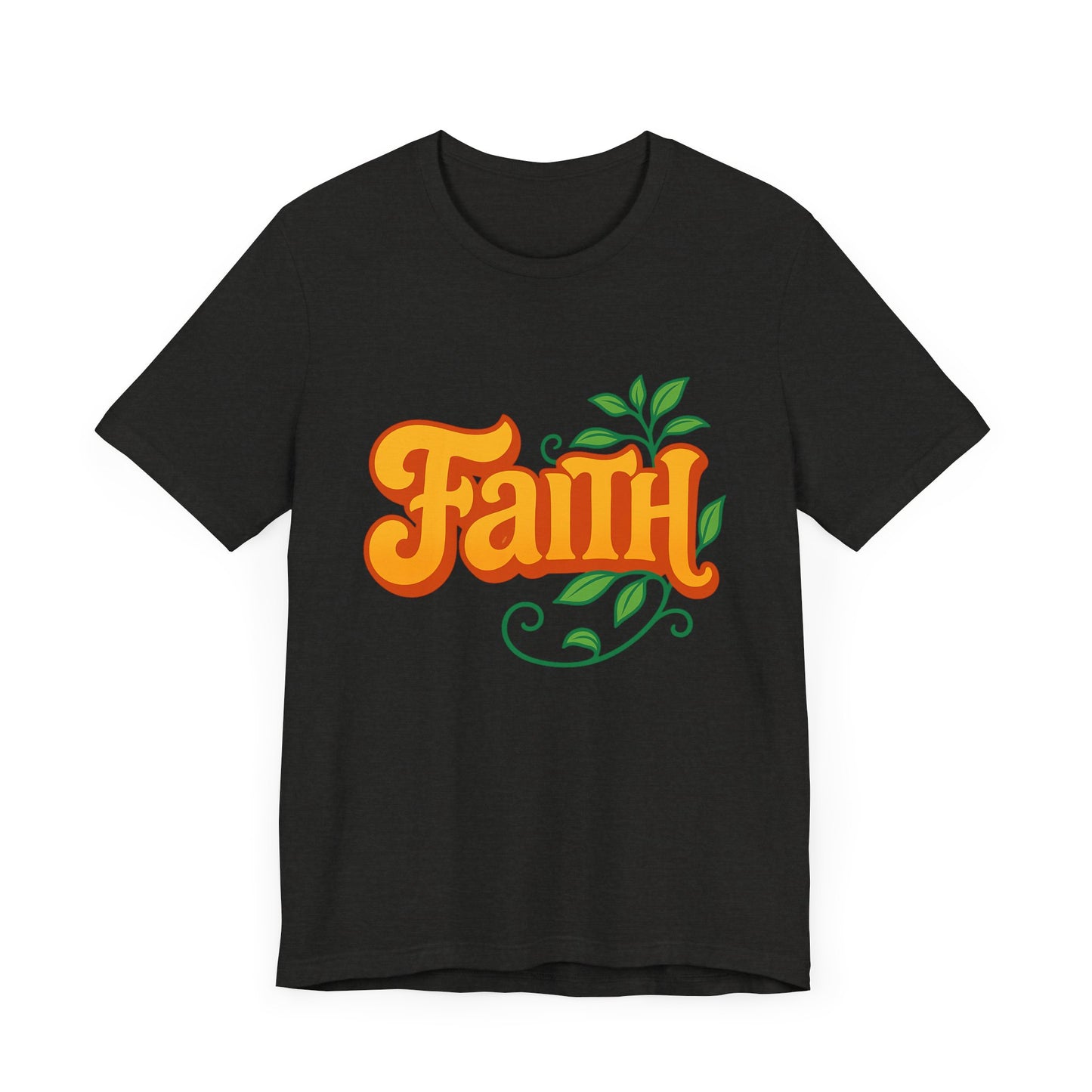 Faith Unisex Tee - Bold Orange with Green Leaves
