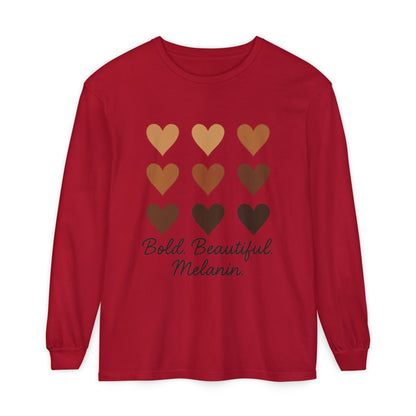 Unisex Long Sleeve T-Shirt - Bold, Beautiful Melanin - Celebrate Diversity, Perfect for Everyday Wear, Gift for Friends and Family