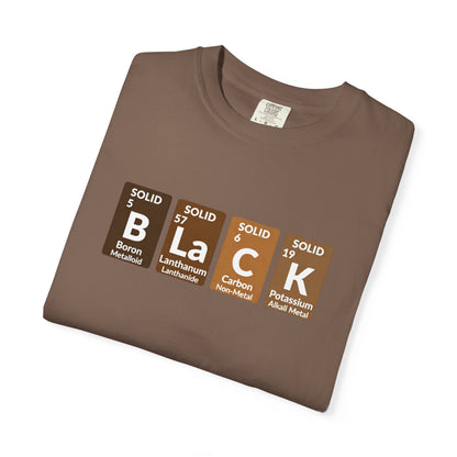 BLACK Tee — Elemental Periodic-Style Graphic T-Shirt