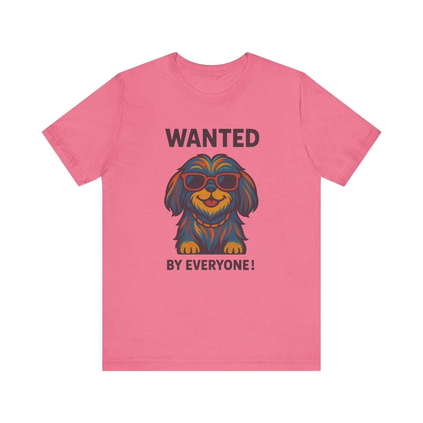 Shitzu Unisex Tee with Multicolored Fur and Sunglasses Design