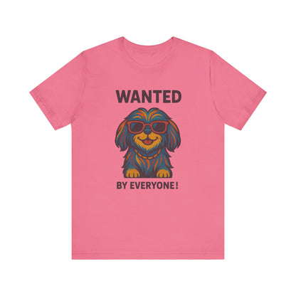 Shitzu Unisex Tee with Multicolored Fur and Sunglasses Design