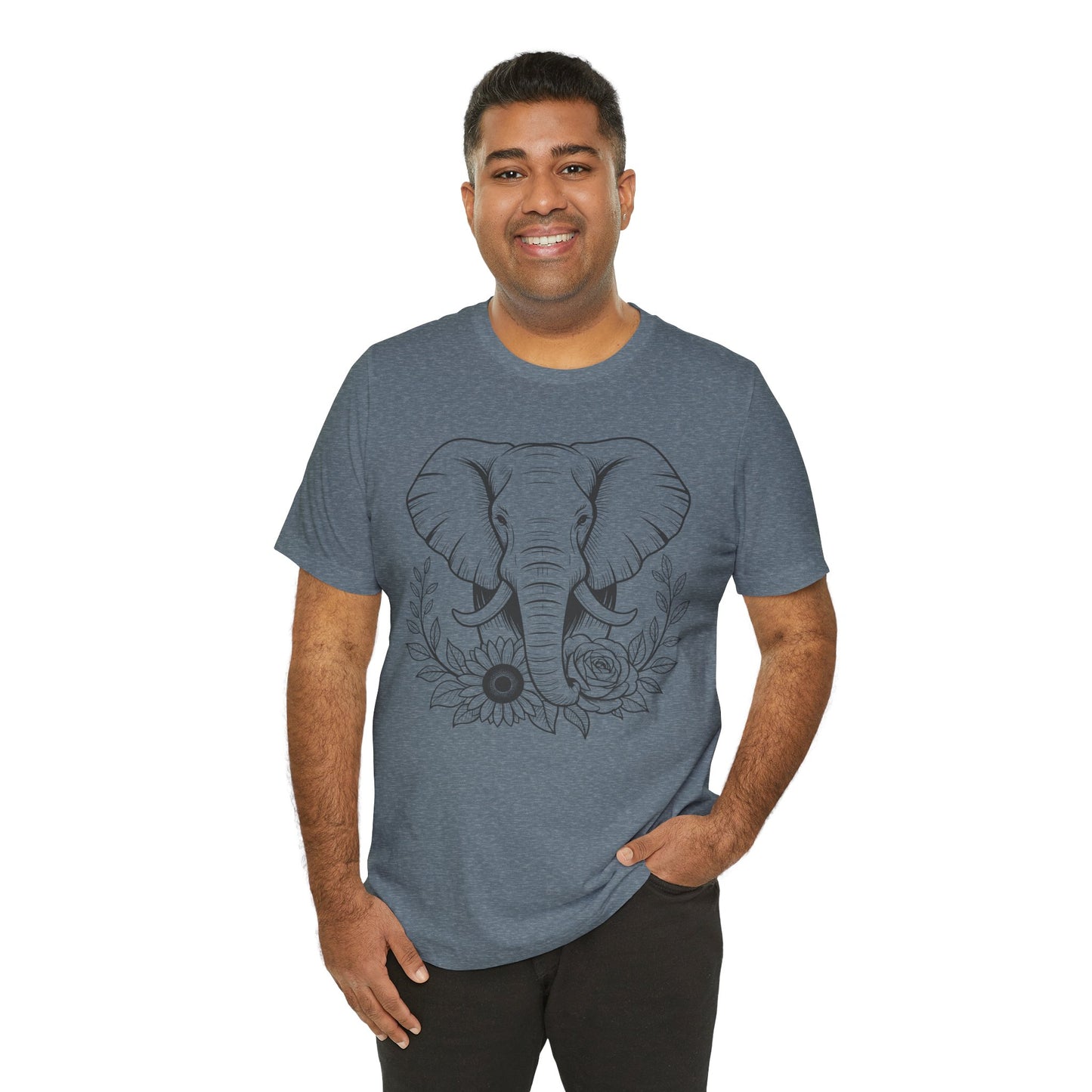 Elephant & Floral Strength T-Shirt — "Strength Meets Beauty"